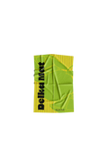 Green towel with leaf design and 'Delikat' text on a yellow background